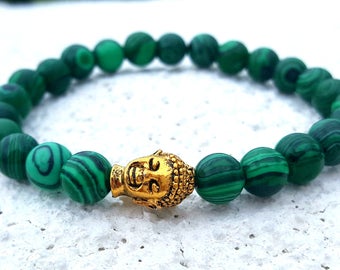 Green Malachite Yoga Bracelet * Green Malachite Bracelet * Malachite Protection Bracelet