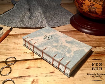 Quaderno\Diario, cover in jeans, hand-bound, size A6, sketchbook\notebook