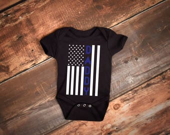 Thin Blue Line DADDY American Flag Bodysuit for boys