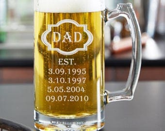 Dad Beer Glass, Etched Dad Beer Glass, Dad Gift, Fathers Day Gift, Gift for Fathers Day, Beer Glass, Dad, Fathers Day,Dad Birthday