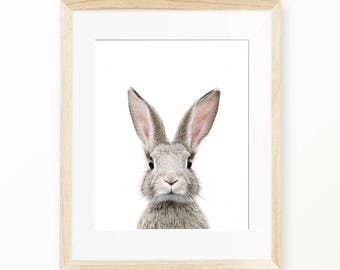 Rabbit Print, Rabbit Wall Art, Nursery Animal, Woodlands Nursery Decor, Rabbit Printable Poster, Rabbit Digital Print, Digital Download