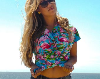 Florida Flamingos Tie Front Crop top