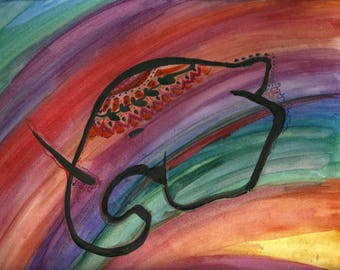 Original Watercolor, Spirit Animal, Elephant