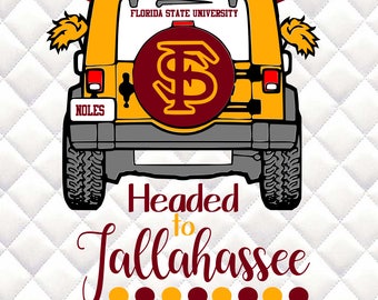 FSU - Florida State Seminoles - Headed to Tallahassee - Tailgating Jeep SVG, Silhouette studio bundle - design download