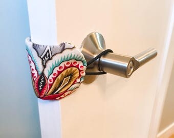 Door Silencer | Baby Room Door Muffler | Elastic Loops | Door Jammer | Door Latch Muffler | Baby Shower Gift | Baby Nursery