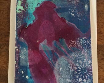 Original mermaid art collage card