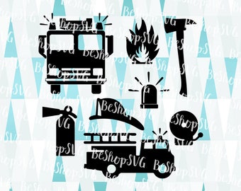 Firefighter SVG, Firetruck SVG, Fireman SVG, Firefighter Hose SvG, Axe Svg, Fire SvG, Instant download, Eps - Dxf - Png - Svg