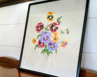 Sweet 1950s Embroidered Framed Picture