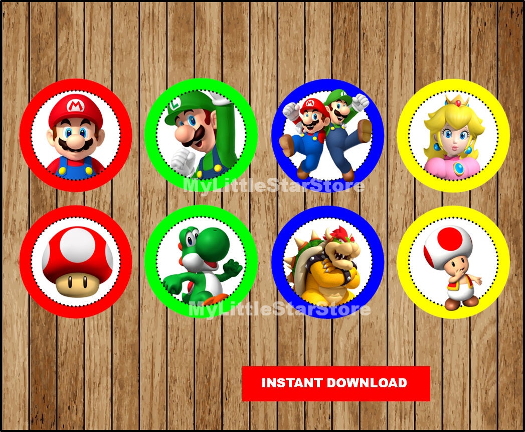 Mario Bros Cupcakes Toppers Printable Mario Bros Toppers