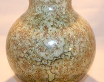 Handmade Porcelain Vase. Green Crystalline Glaze. Wheel Thrown. Unique