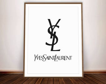 Yves Saint Laurent Art YSL Print Yves Saint Laurent Vintage Wall Decor French Art Deco Typography Art YSL Wall Art Poster YSL Decor Ysl Logo