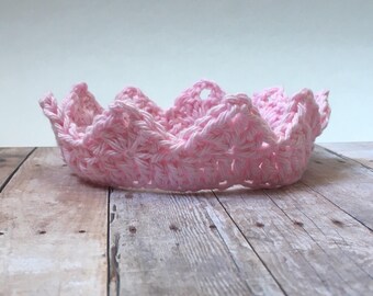Crochet Baby Crown, Baby Girl Crown, Newborn Crown, Princess Crown, Fabric Princess Crown, Photo Prop Crown, Newborn Princess Crown