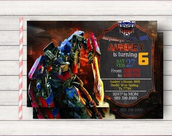 Transformers Birthday Invitation, Transformers Invitation, Transformers Birthday, Transformers Party, Transformers Birthday Party