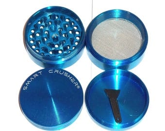 4 Piece Zinc & Steel Magnetic Coffee Spice Tobacco Herb Grinder Blue