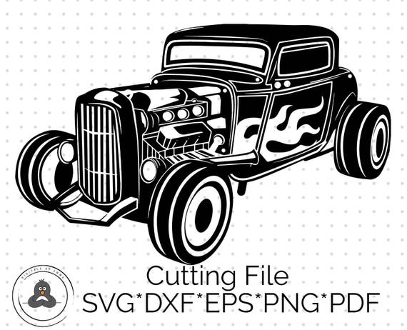 Download Hotrod Classic American Car Silhouette SVG & Dxf Cutting