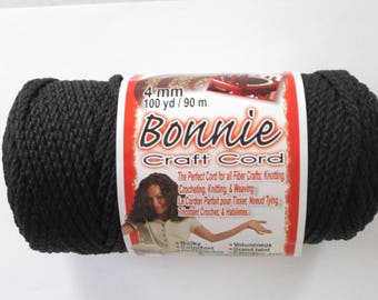 Bonnie Macrame Craft Cord 4mm 100 Yards BLACK