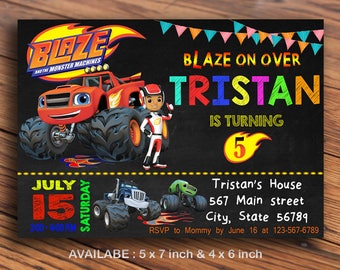 Blaze Invitation / Blaze Birthday Invitation / Blaze And The Monster Machines Invitation / Birthday Invitation / Invitation