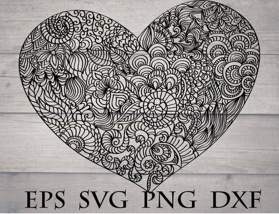 Download Heart mandala svg heart zentangle svg intricate svg file | Etsy