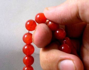 33 Beads Natural Red Carnelian Agate Yameni Aqeeq Prayer Beads