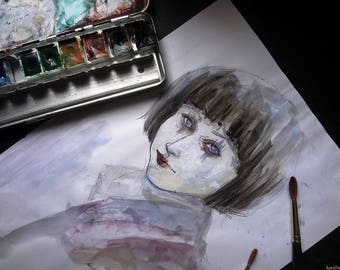 Original Watercolor Painting Illustration