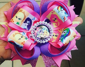 My little Pony stacked hair bow...pony hair bow...my little pony pink hair bow