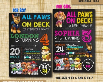 Paw patrol Invitation paw patrol Birthday paw patrol Birthday Invitation paw patrol PDF editable text paw patrol birthday invitation girl