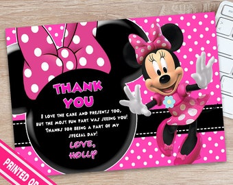 Minnie Mouse Thank You Card - Minnie Muse Thank You - Minnie Mouse Birthday - Minnie Mouse Party - Minnie MOuse Printables