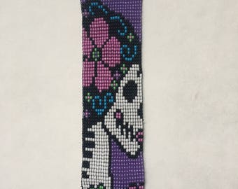 Skull w/ Flowers Beaded Bracelet