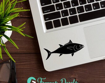 Tuna Fish Decal, Tuna Sticker, Fish Decal, Fish Stickers, Laptop Decals, Trackpad Stickers, MacBook Pro Decals, Fishing Decals. Laptop Decal