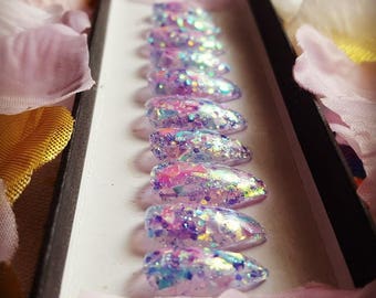 Elf Maiden Nail Set- fairy nails, fake nails, false nails, press on nails, reusable nails