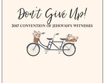JW Convention Notebook (Don't Give Up! 2017) Instant Download. Vintage Bikes & Blooms