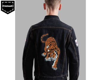 Tiger Iron on Patch Denim Jacket Tiger Embroidered Patch Denim Jacket Large Tiger Patch Aesthetic Patch Cool Iron on Patch Large Back Patch