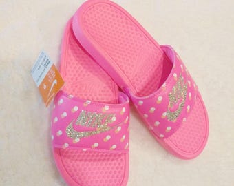 glitter nike sandals