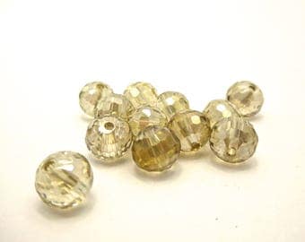 37 champagne 10mm faceted Crystal beads