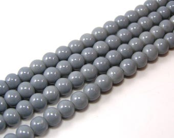 Set of 20 6 mm glass pearls grey brilliant M