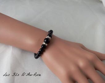 "CHLOE" wedding bracelet in black pearl beads