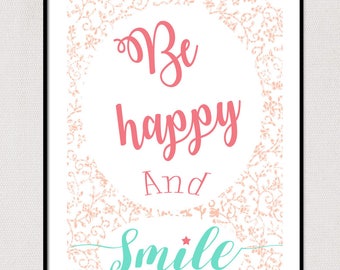 Poster illustration "Be happy/smile" FSC paper A4 size