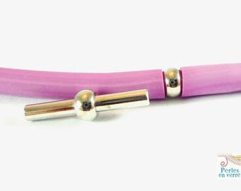 2 clasps for buna cord 4mm, silver, (f48)