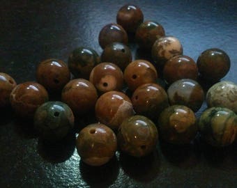 set of 4 round Rhyolite beads 8 mm good quality