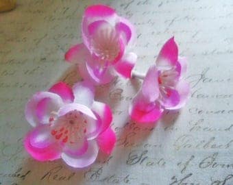 Set of 3 peach flowers, fabric 4CM