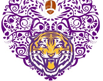 LSU ornate heart digital file