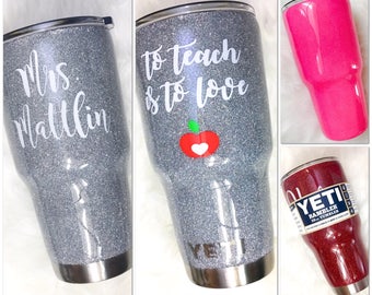 Teacher Glitter Yeti Tumbler, Choose the Glitter Color! Teacher Glitter Yeti Cup, Teacher Glitter Tumbler, Teacher Mug - with Lid & Straw!