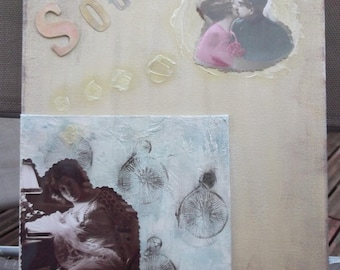 Cream and purple memories "hairy" painting