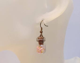 Vial glass polymer clay cake earrings