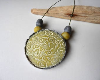 Necklace fancy green water weathered vintage style