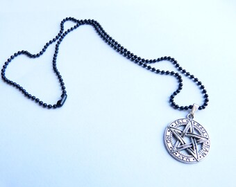 Magic wicca jewelry Gothic man esoteric tetragrammaton Pentagram pendant