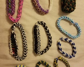 Rainbow loom (rubber band) bracelets