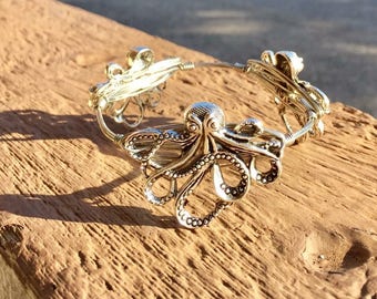 Octopus Bangle, Octopus Bracelet, Nautical Bangle