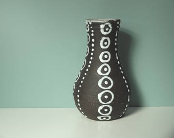 Vintage ceramic vase 50s 60s black and white
