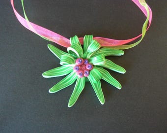 Exotic green flower pendant